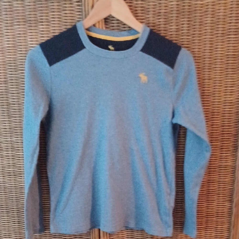 Abercrombie Kids Light Blue Crewneck Sweater with Navy Accents